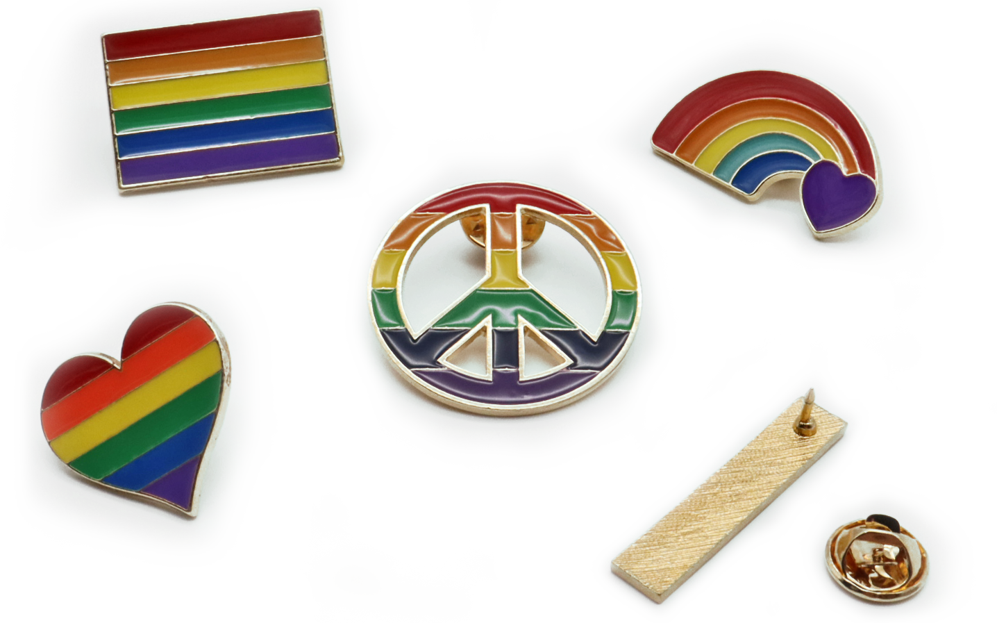 Happy Pride Pins (Kollektion) im Regenbogen-Design mit Schmetterlingsverschluss