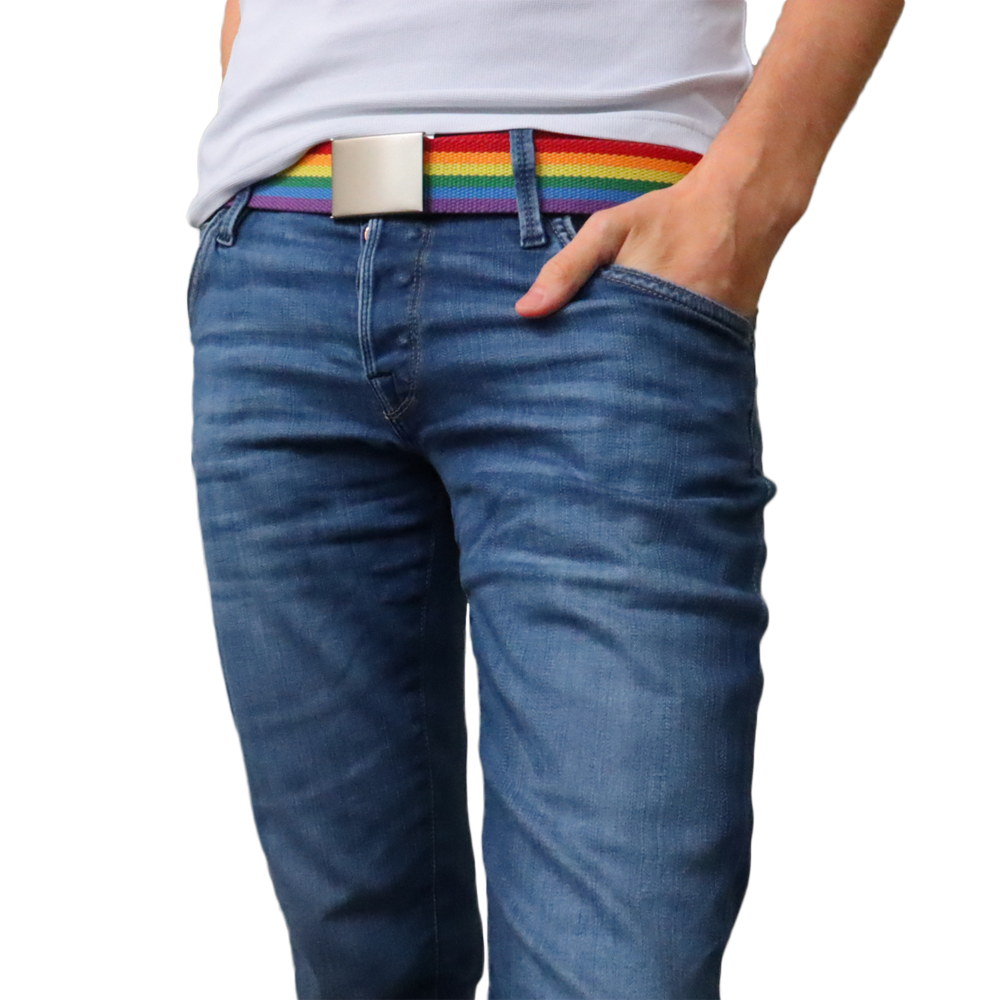 Pride Gürtel (Diversity) an einer Jeans
